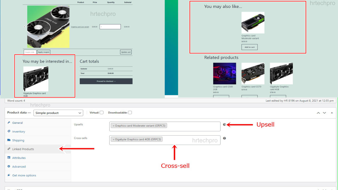 Cross-sells and Up Sells in woocommerce