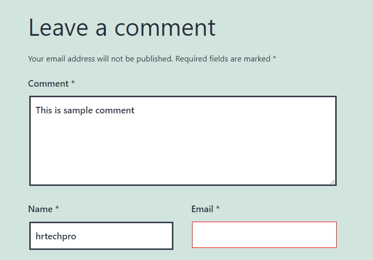 email-required comment form