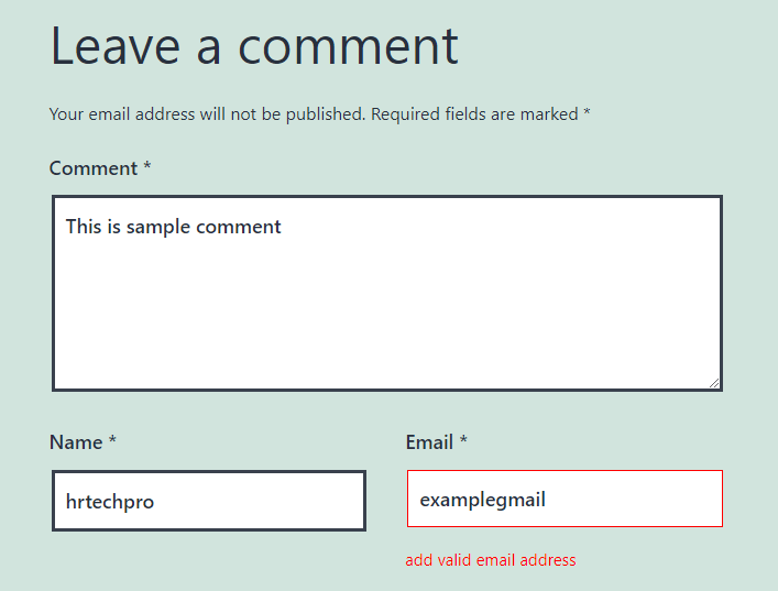 email-validation comment form wordpress