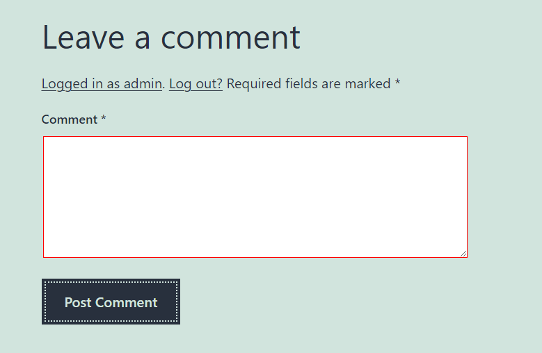 with login comment form validation