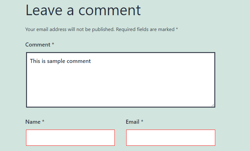 name required in comment field, email required in comment field